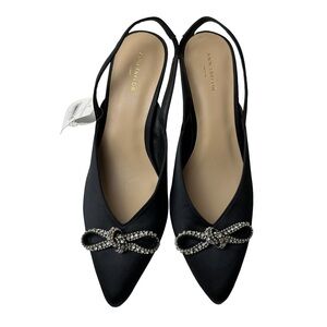 NWT‎ Ann Taylor  Black Heels with Elegant Bow Embellishment 8.5